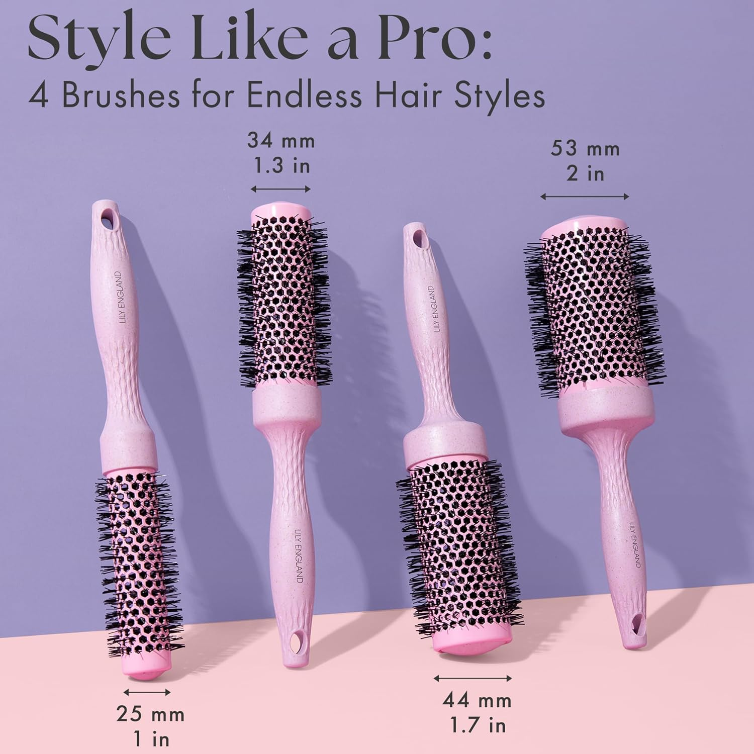 Lily England round Brush Set for Women - round Barrel Hairbrush for Blow Drying - Blow Dry Brush - the Ultimate Gift Set for Her by (Pink)