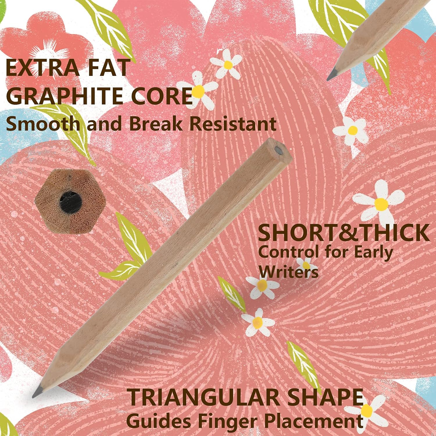 LUTER 24Pcs Short Hexagon Wood Pencils, HB, 2Mm and Above, Right Handed, Unisex, Ivory, Gray Lead, Lightweight, Hexagonal Grip, Writing, Drawing, Colouring, Kindergarten, School, Home, Office image number 1