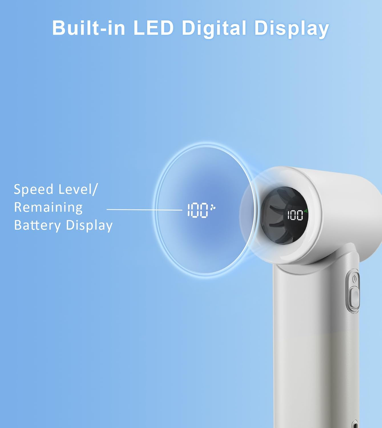 TONEOF 5000Mah Mini Portable Fan,Rechargeable Handheld Fan with 5 Speed,Hand Fan with Lanyard & Digital Display,Usb Fan for Cooling/Travel/Office/Camping/Outdoors, Beige Gray - Beige Gray image number 3