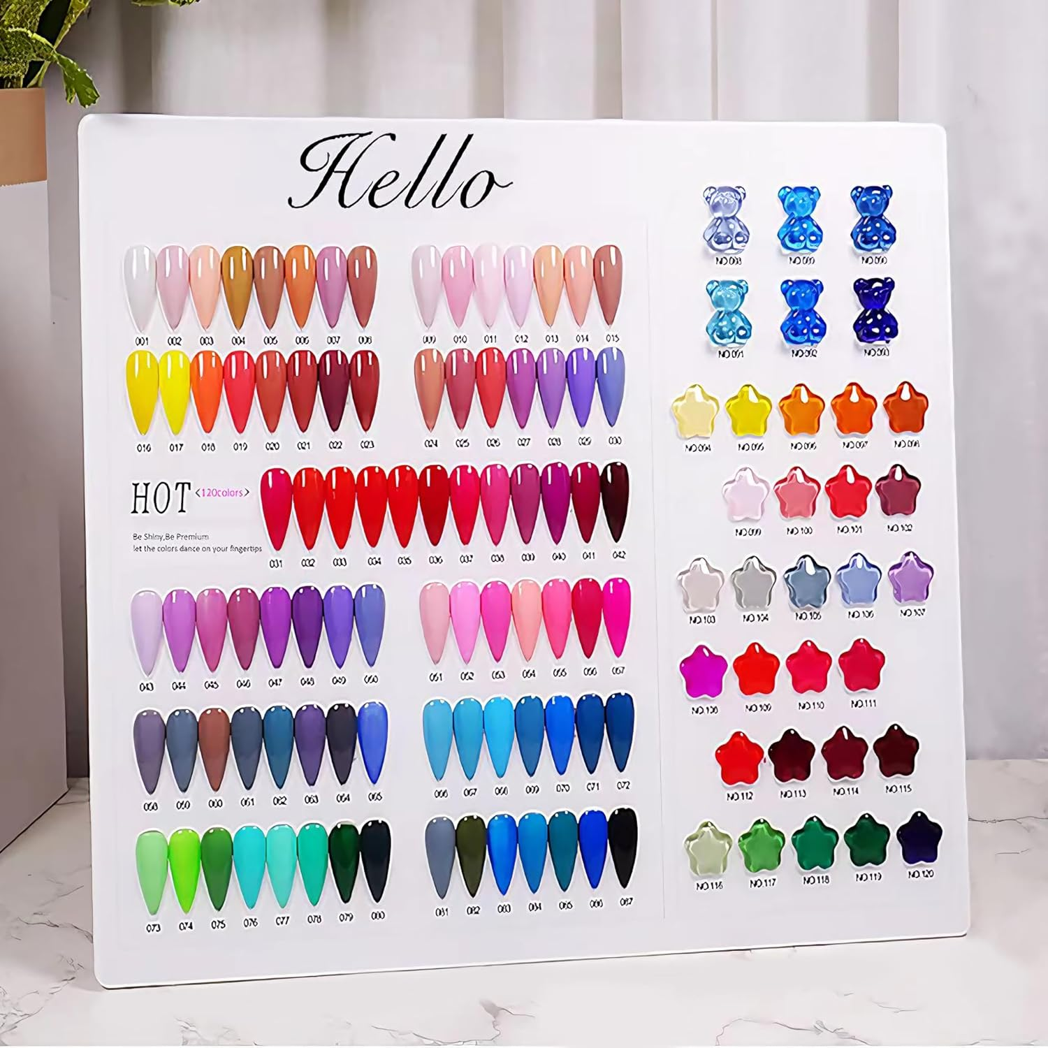 Acycoin2A Acrylic Nail Polish Color Display Board Book Nail Design Chart with 2 Styles Nail Tips Card Board Salon Showing Shelf (120 Colors) image number 2