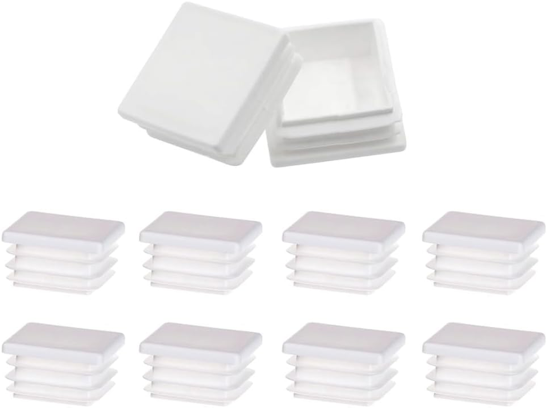 White Square Plastic Plugs, 20 Pcs Tube Inner End Caps, 45Mm X 45Mm Cover for Furniture Chair Desk Leg Tables Foot, Pipe image number 2