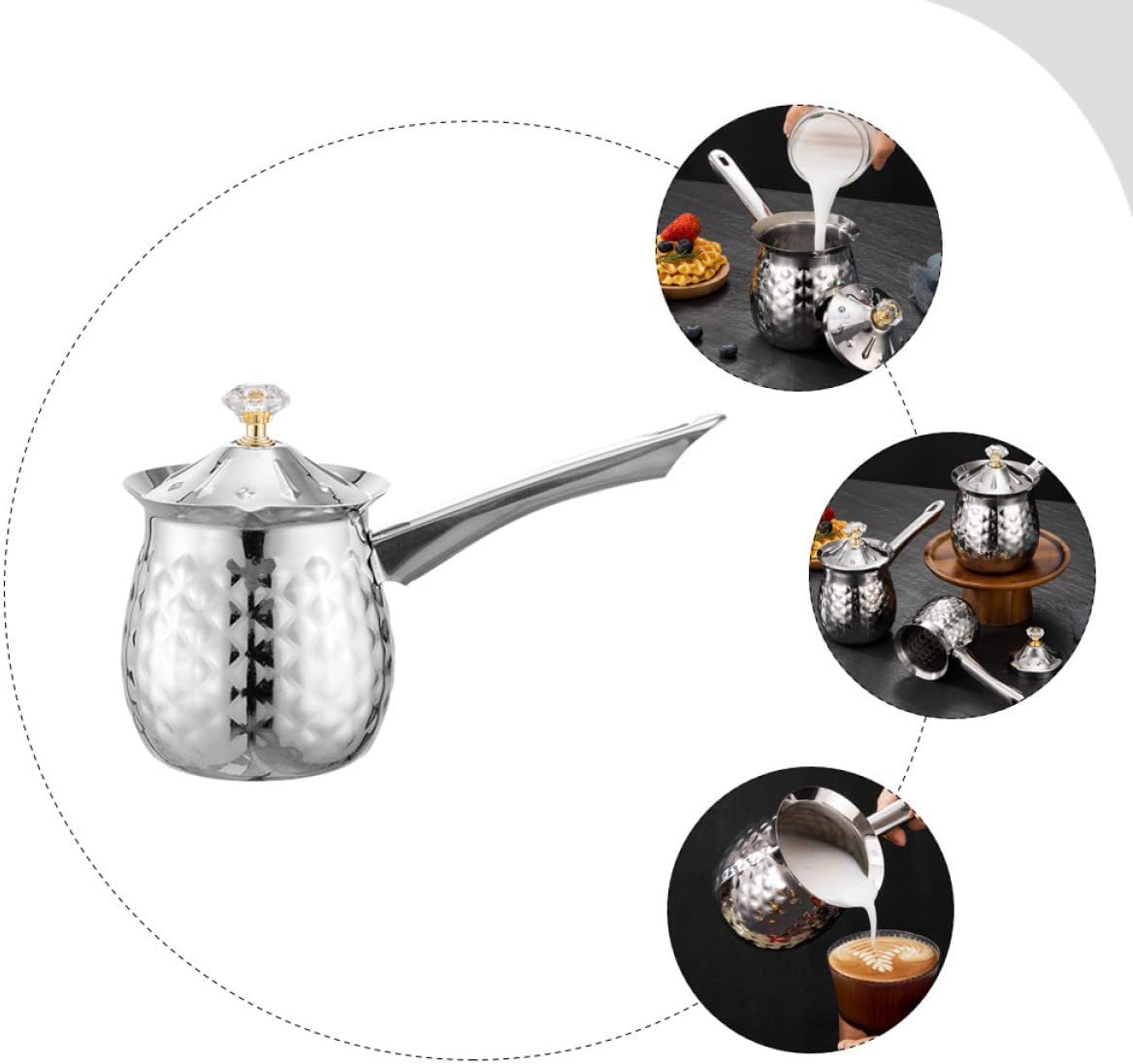 DECOMELODY Stainless Steel 200Ml Milk Frothing Pitcher with Spout, Wear-Resistant Coffee Steaming Jug, Convenient Kitchen Accessory for Espresso and Latte Art