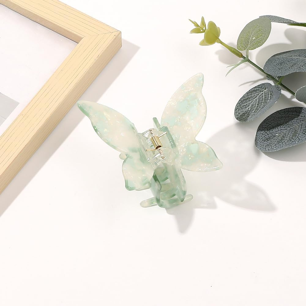 Butterfly Hair Clip, Acetate Hair Clips, Women, Plastic Non-Slip Hair Clips, 7.5 Cm Hair Clip, Thick and Thin Hair for Women, Hair Accessories, Green image number 1