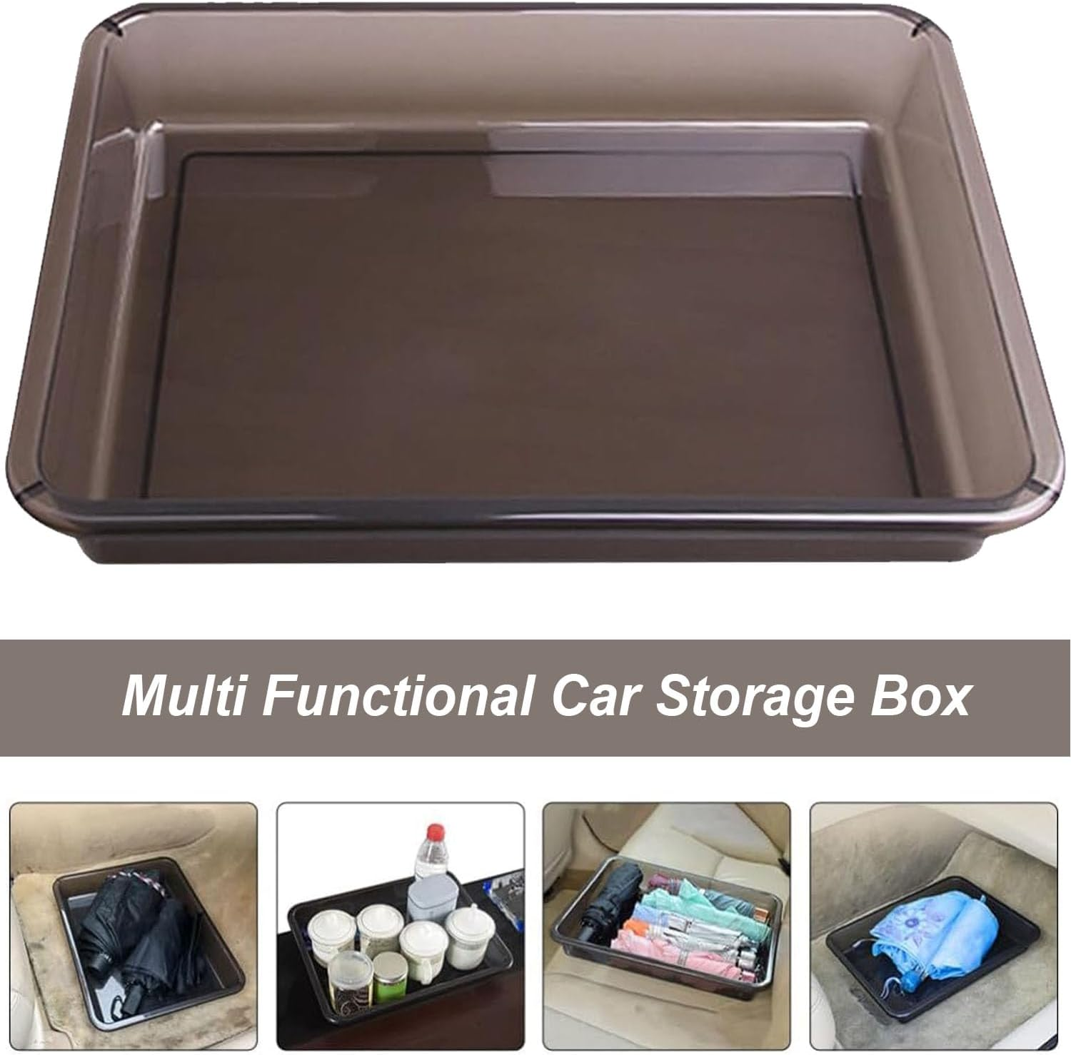 Under Seat Storage Box for Car, Car Front Underseat Storage Tray Hidden Organizer Accessories for Driver Passenger Umbrella Shoes Storage, 33X25X5CM image number 3