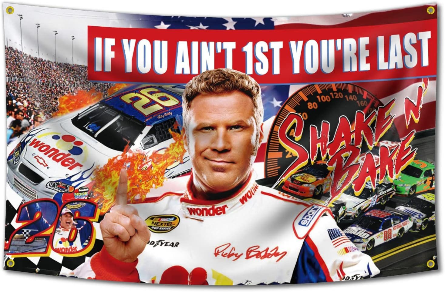 If You Ain'T 1St First You'Re Last Flag for Talladega Nights Ricky Bobby，3X5 Feet Flag Funny Poster Durable Man Cave Wall Flag with Brass Grommets This Beautiful Entertaining Banner Flag for College image number 2