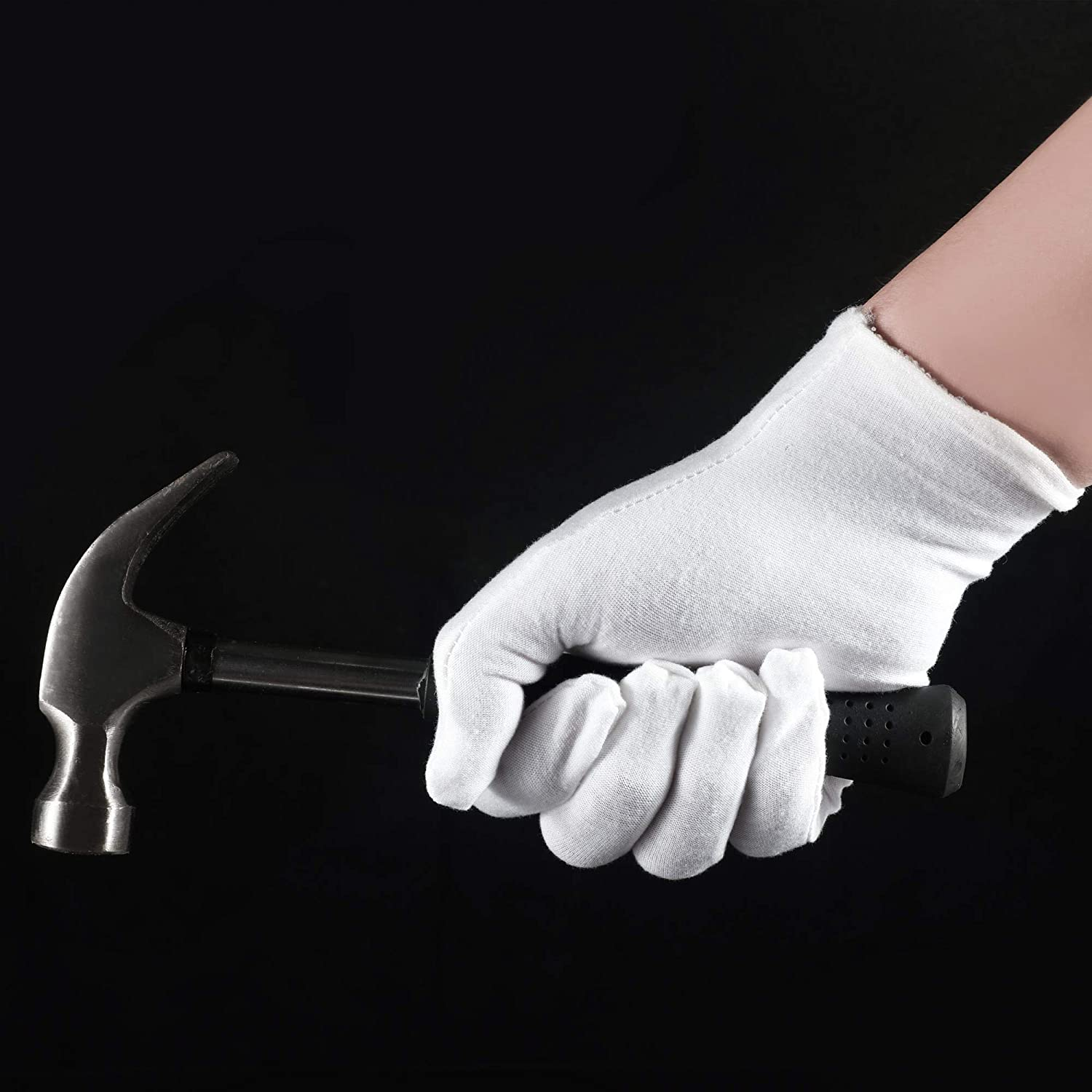 12 Pairs White Cotton Work Gloves for Serving Inspection Costume - Cloth Gloves for Dry Hands Eczema SPA Moisturizing