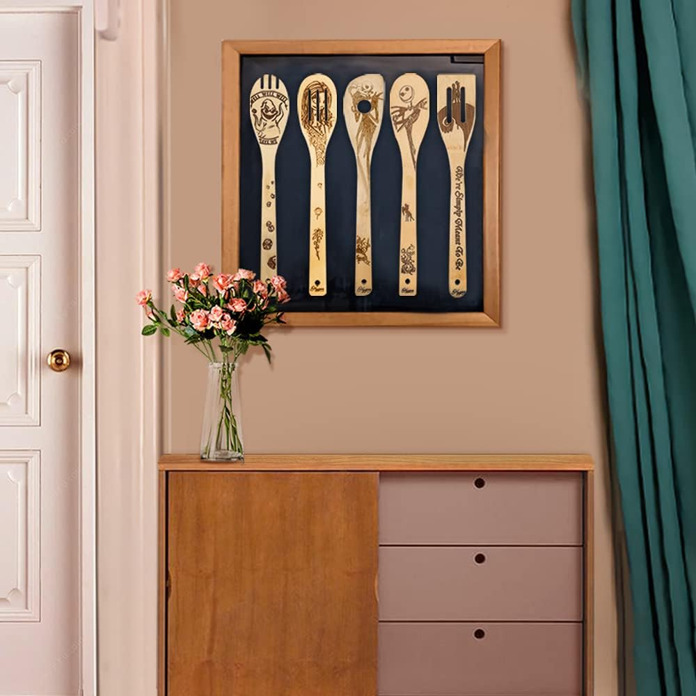 Idea Utensil Burned Wooden Spoons Set House Warming Wedding Present Slotted Spoon 5 Piece - Nightmare2 image number 4