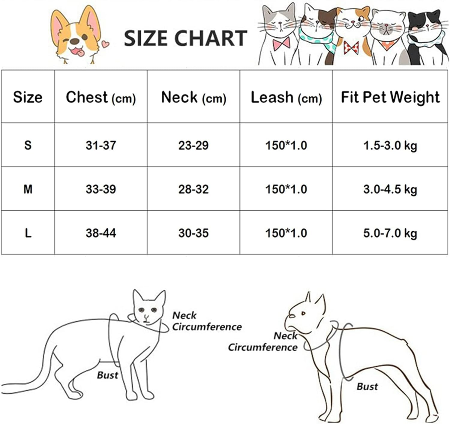 KANGYEBAIHUODIAN Adjustable Dog Harness No Pull Puppy Cat Winter Warm Harnesses Lead Leash French Bulldog Chihuahua Collar Rope Pet Accessories (Color : Pink, Size : L) image number 3