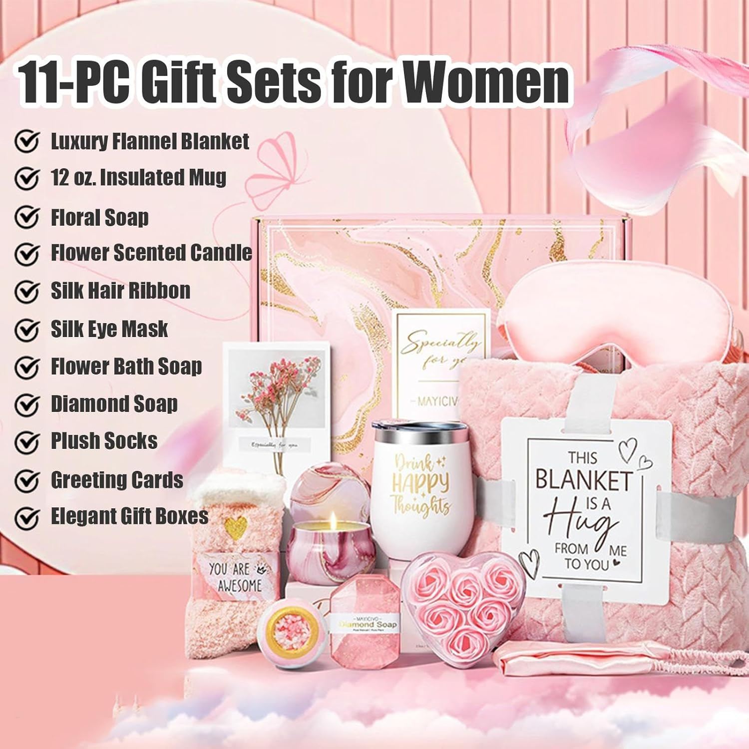 Self-Care Set for Women,Self-Care Spa Kit for Women | Luxury Wellness Box with Flannel Blanket for Mom Her Friends Sister Wife image number 6