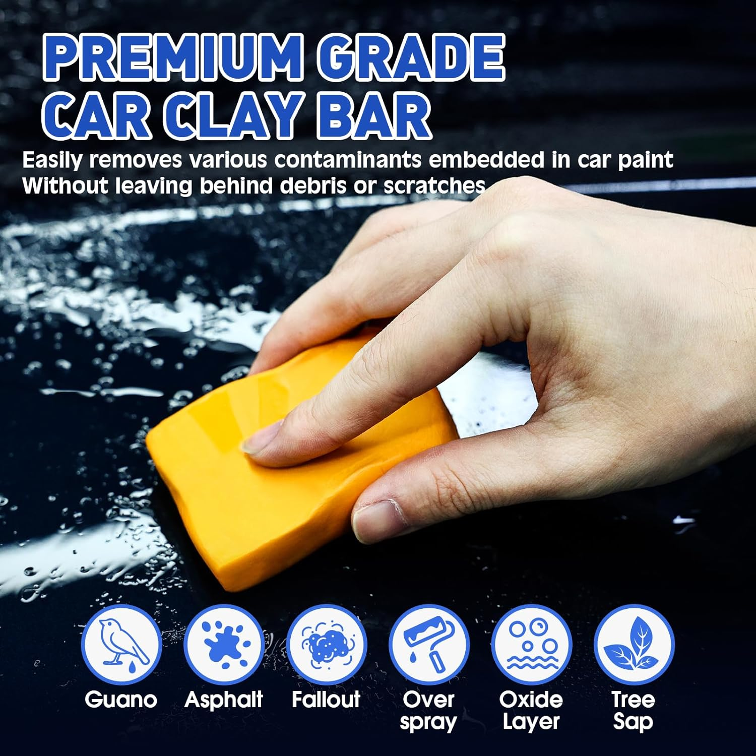 TEAWOO Car Clay Bars Kit, 6 Clay Bars & 20 PCS Lubricant Tablets, Complete Car Detailing Kit, Spray Bottle, Disposable Gloves and Microfiber Towels for Car Detailing Cleaning image number 5