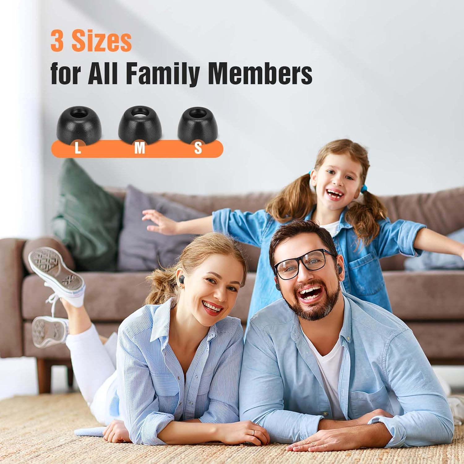 Memory Foam Tips for Samsung Galaxy Buds FE, No Silicone Eartips Pain, Anti-Slip Replacement Ear Tips, Fit in the Charging Case, Reducing Noise Earbuds, 3 Pairs (Assorted Sizes S/M/L, Black) image number 2