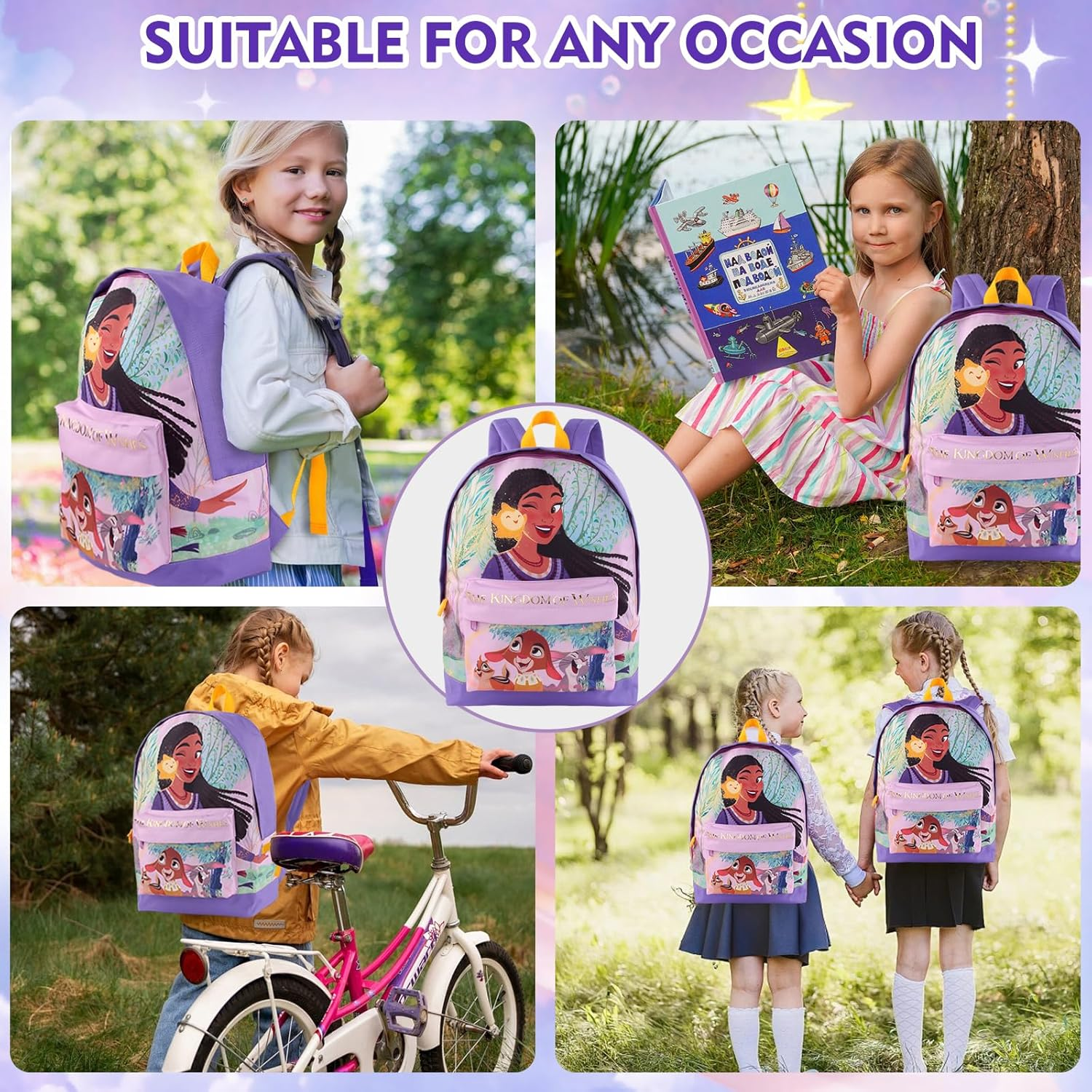 Discoball Kids Toddler Travel Backpack for Girls Boys, Primary Children Disney Wish School Bags for Girls Boys Nursery Cute Cartoon Backpacks, Travel School Bags for Girls Boys Gifts image number 5