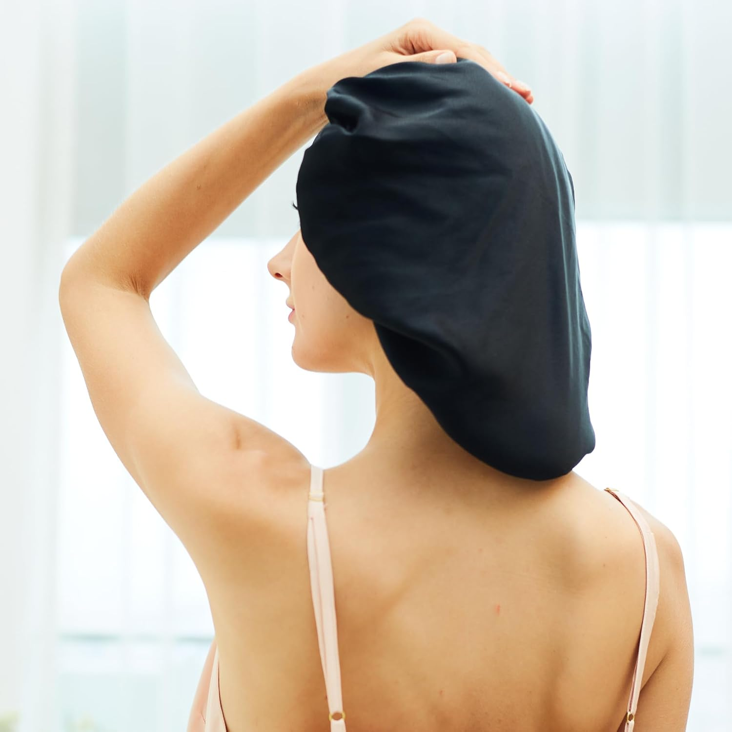 Silk Hair Bonnet for Sleeping Prevent Frizzy Men Women Natural Curly Hair image number 3