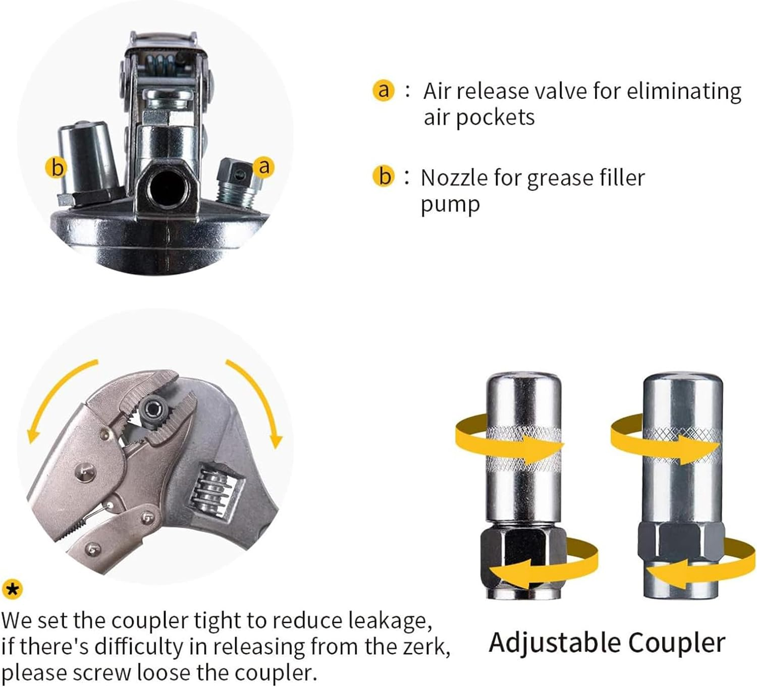 Grease Gun, 6000 PSI Heavy Duty Pistol Grip Grease Gun, 3 Flex Hose, 1 Extension Straight Pipe, 1 Sharp Type Nozzle and 1 Normal Coupler, Blue