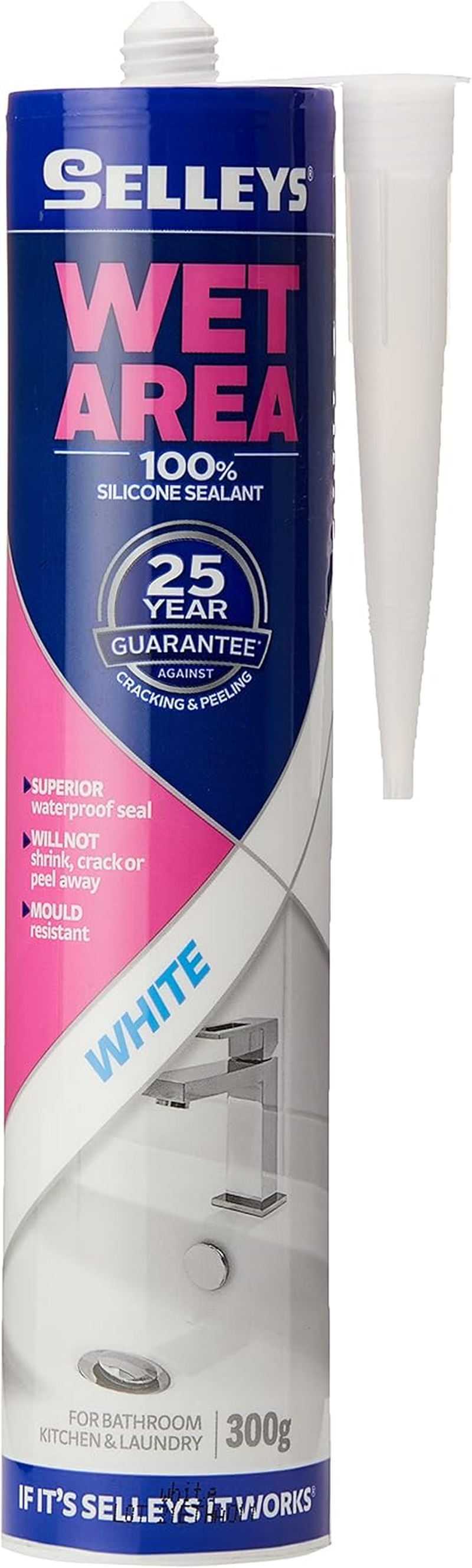 Selleys Wet Area Silicone Sealant 300 G, White image number 1