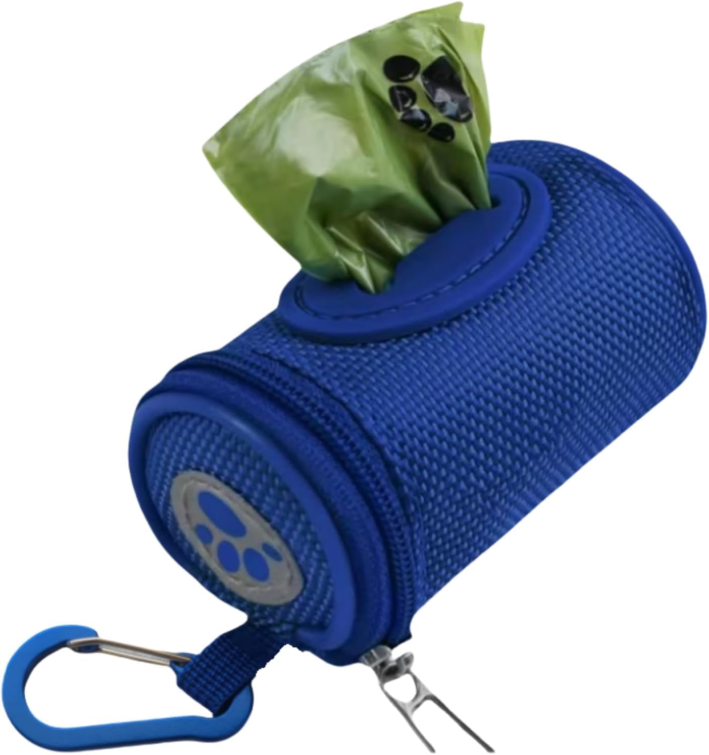 Dog Poop Bag Holder for Leash Doggie Waste Bag Dispenser Soft Fabric Puppy Potty Carrier Small Doggy Zipper Pouch with Carabiner Clip with 1 Roll of Pet Trash Bags 1Pcs (Blue) image number 3