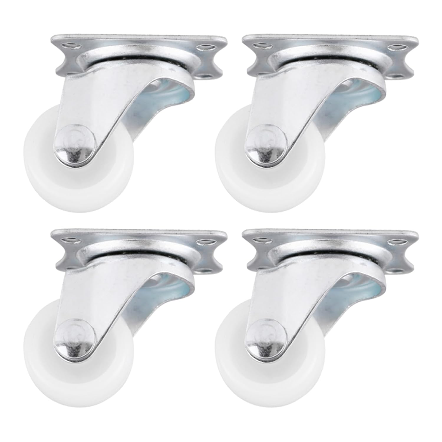 4Pcs Swivel Caster Wheels, Zinc Plated Iron Roller Wheel, Heavy Duty Universal Flat Casters for Desks, Chairs, Small Trolleys, Luggage Cases
