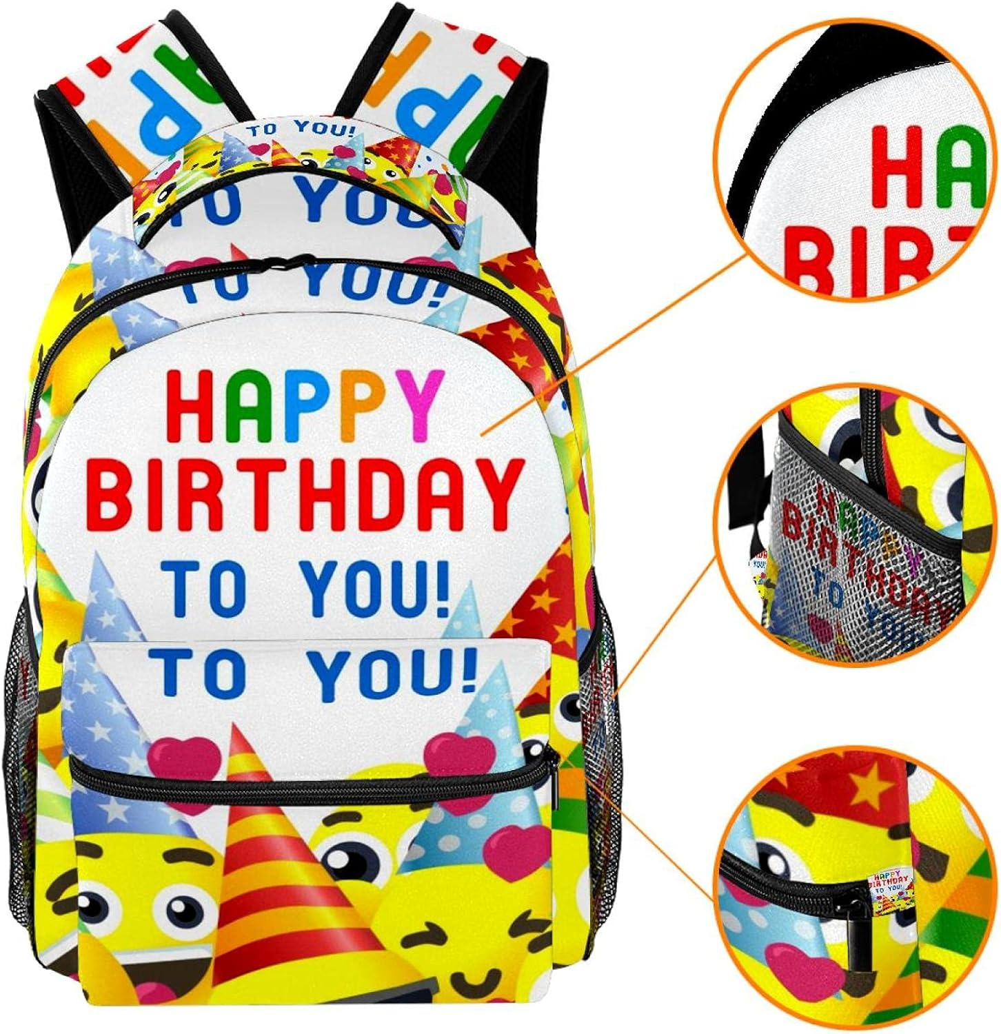 Happy Birthday Background Backpack Students Shoulder Bags Travel Bag College School Tote Backpacks image number 2