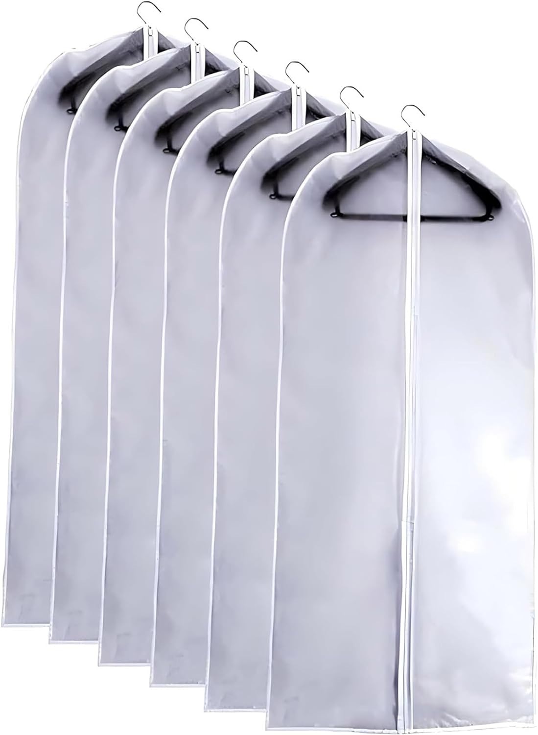 Pack of 6 Garment Bag Clear Dust Bags Cover Moth Proof Zippered Breathable for Clothes Storage Suits Dress Dance image number 5