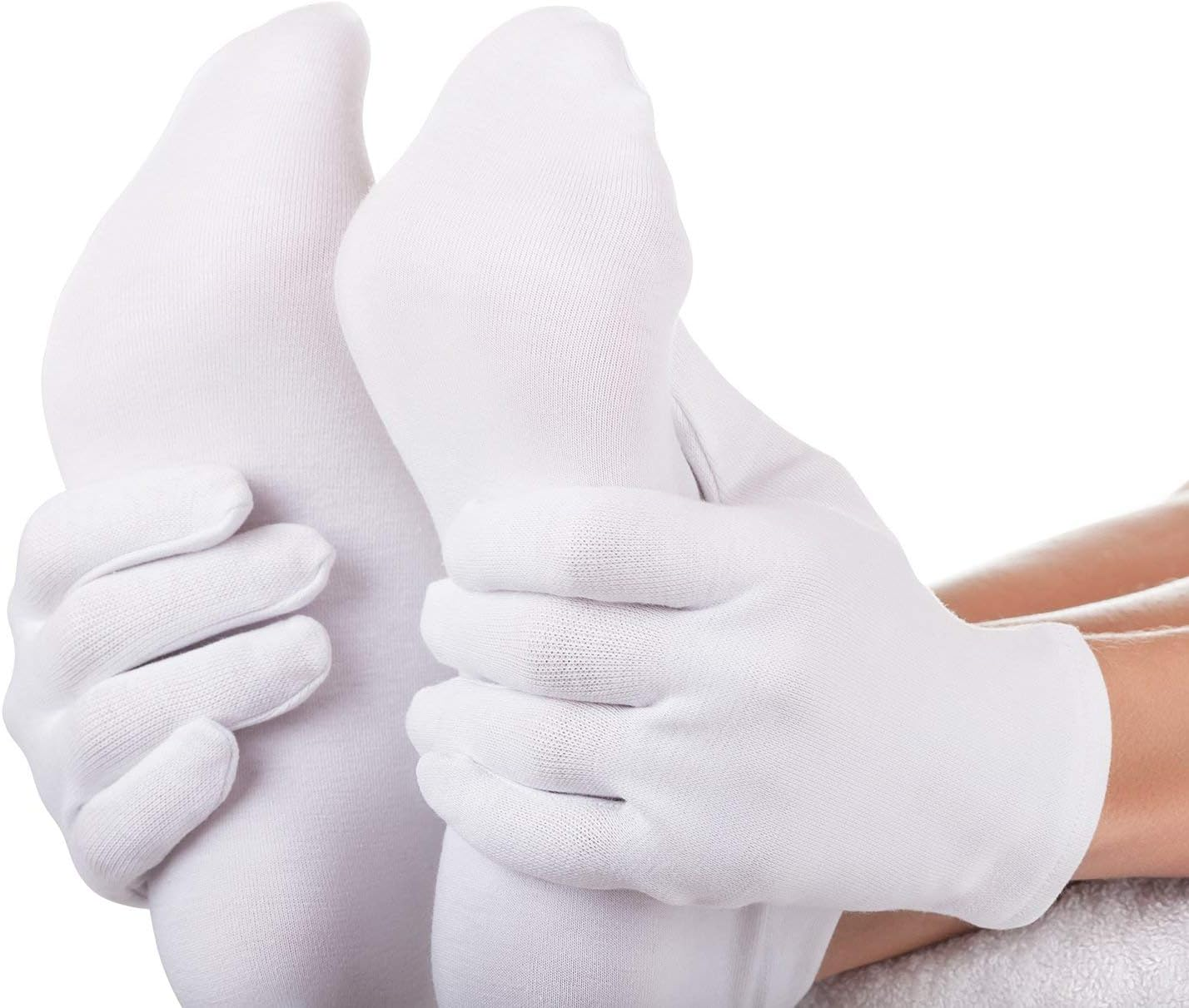 Moisturizing Gloves Cotton Gloves Hand Spa Gloves S Size White 4 Pairs image number 2