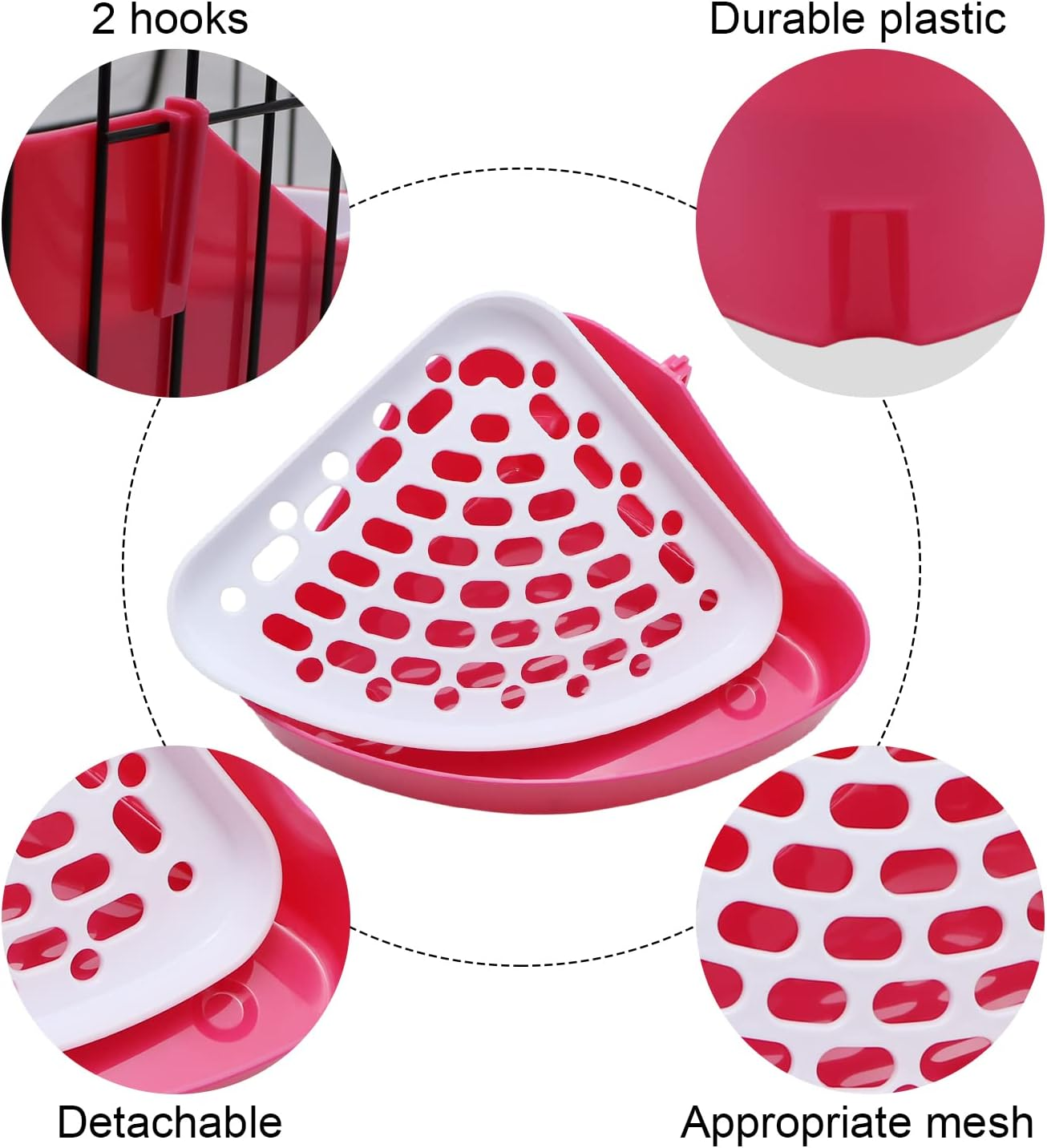 Litewoo Rabbit Litter Box Toilet Bunny Corner Litter Pan Pet Toilet Potty for Guinea Pigs Hamster Chinchilla Ferret Rabbit Small Animal (Pink)