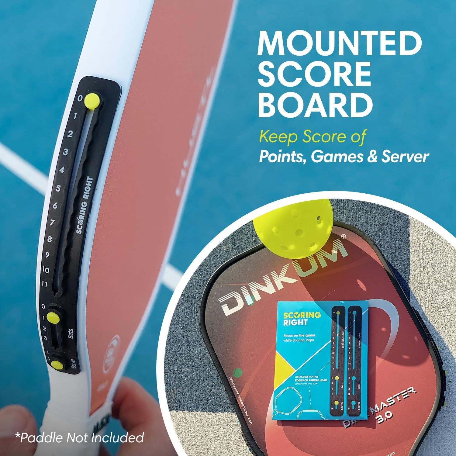 Portable Pickleball Paddles Scorekeeper, Easily Mounted Small Scoreboard to Keep Score of Points, Games, and Server, Lightweight Mini Score Keeper, Set of 2, 3.2G image number 2