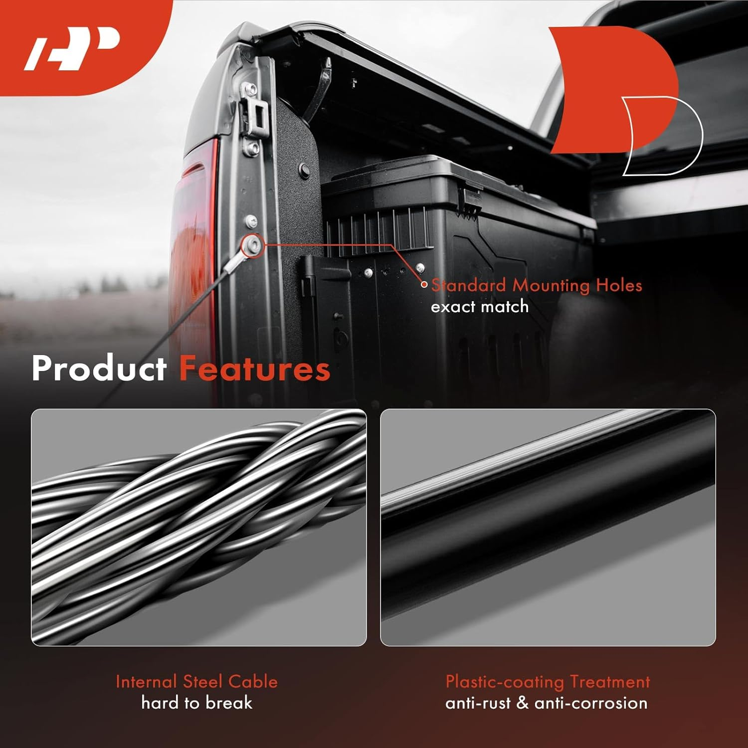 A-Premium Tailgate Support Cable Compatible with Chevrolet Blazer 1995-2005, S10 1994-2004 & GMC Jimmy 1995-2001, Sonoma 1994-2004 & Oldsmobile Bravada 1996-2004, 17-1/4 Inch, Rear Tailgate image number 3