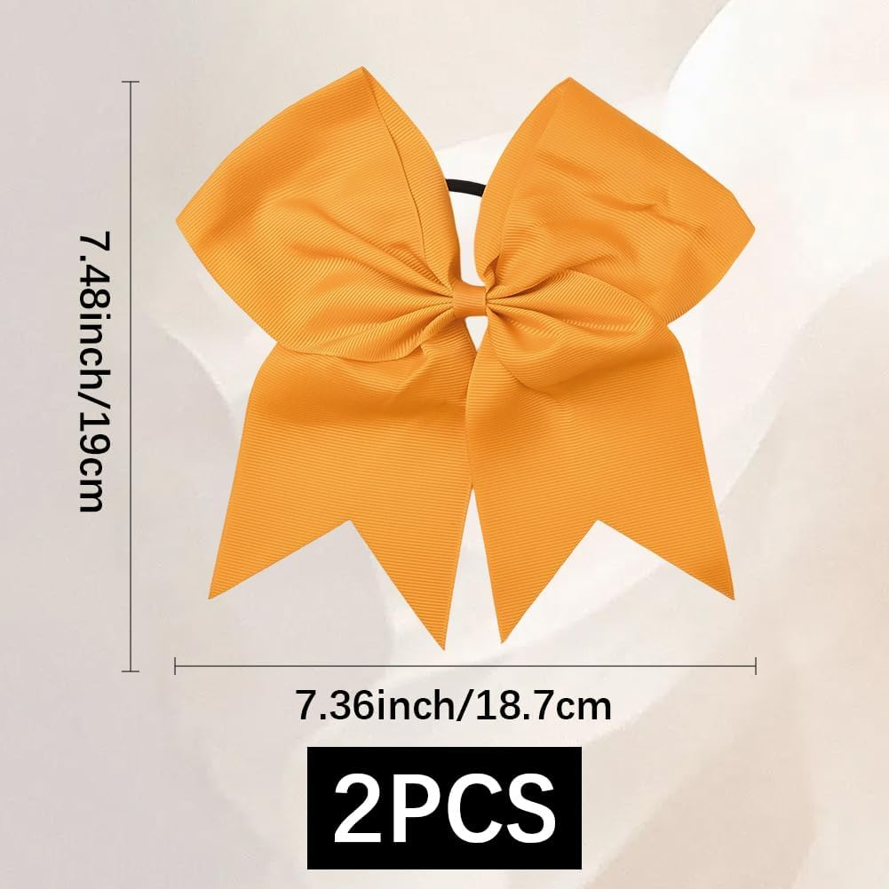 SUNNYCLUE 2Pcs Bow Hair Scrunchie Bow Scrunchies 20Mm Large Orange Soft Polyester Bowknot Hair Ties with Long Tails Elegant Elastic Rubber Bands for Women Adults Holiday Fashion Gifts Accessories image number 1