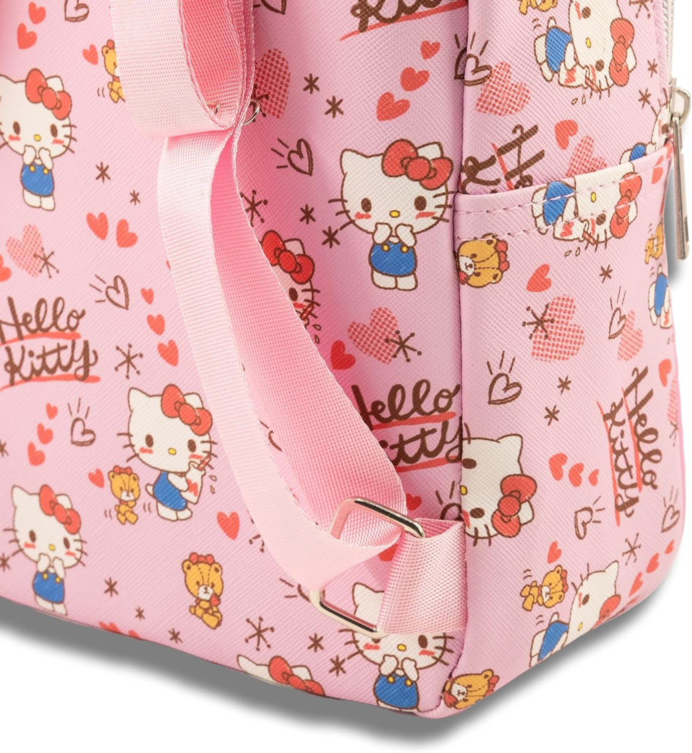'Fast Forward Sitch, Hello Kitty or Bluey Mini Backpack for Kids & Adults | 10'' PU Leather Bluey Backpack Purse' - Hello Kitty image number 5