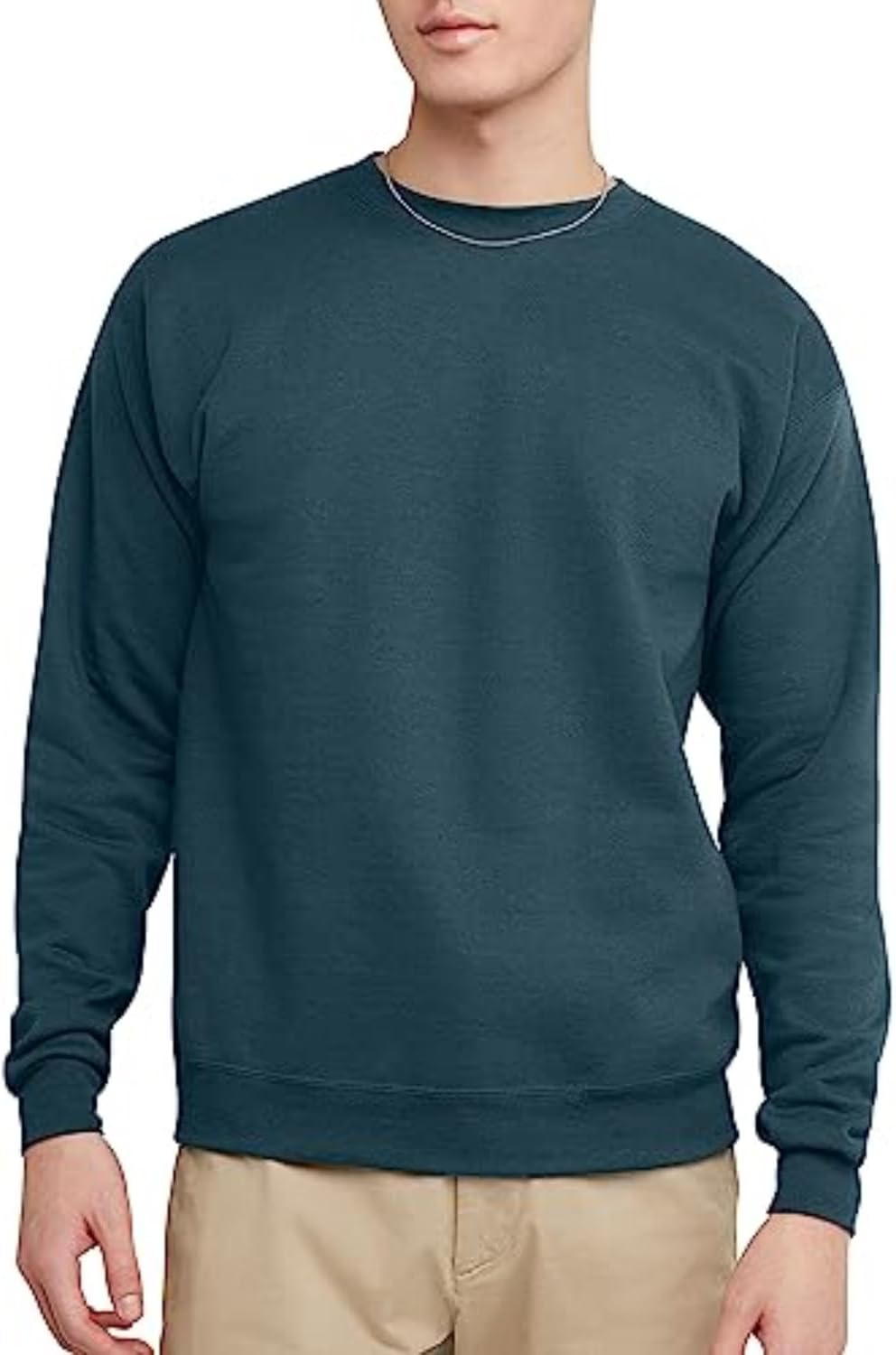 Hanes Ecosmart Fleece, Cotton-Blend Pullover, Crewneck Sweatshirt for Men, 1 or 2 Pack, Metallic Teal - 1 Pack, X-Large