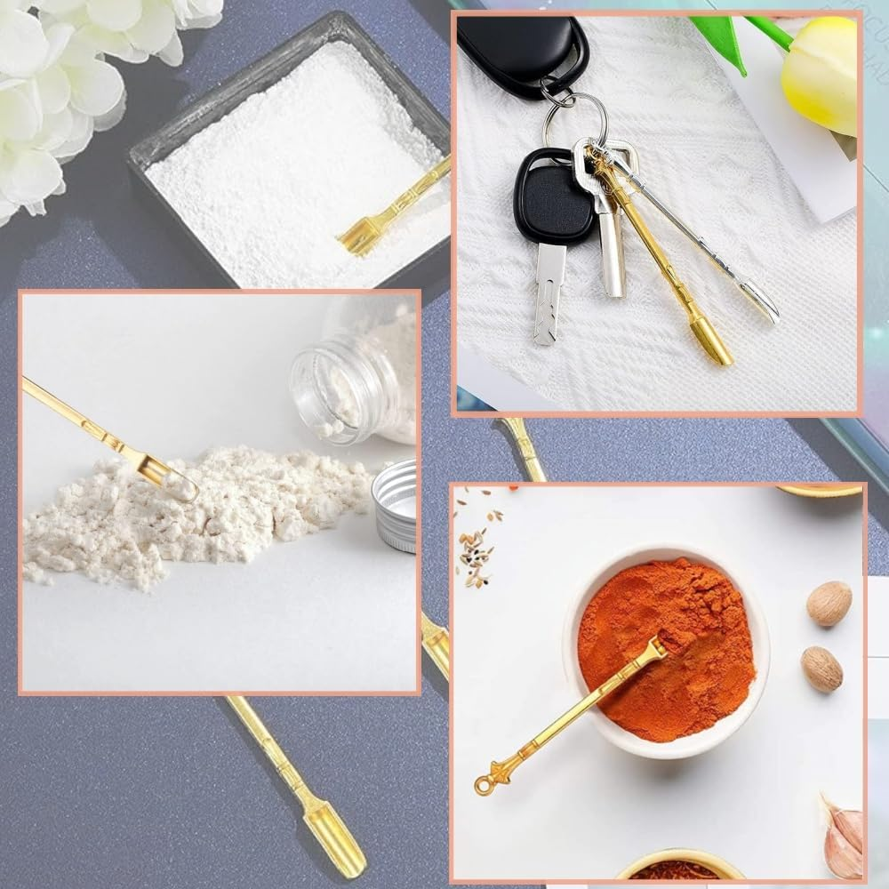 Acrylic Mini Snuff Spoon, 5 Pieces Mini Spoon,Gold Mini Spoon Mini Shovel Microscale Spoon Home Supplies Pendants Necklace Vials,For Filling Salts, Herbs image number 1