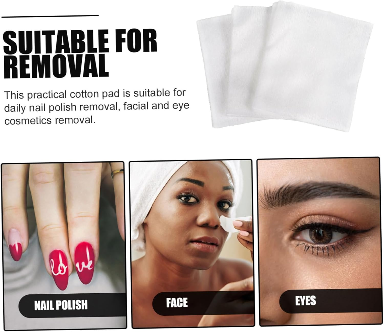 WOONEKY 200Pcs Swiss Cotton Rounds Makeup Remover Pads for Face and Nail Polish Removal image number 1