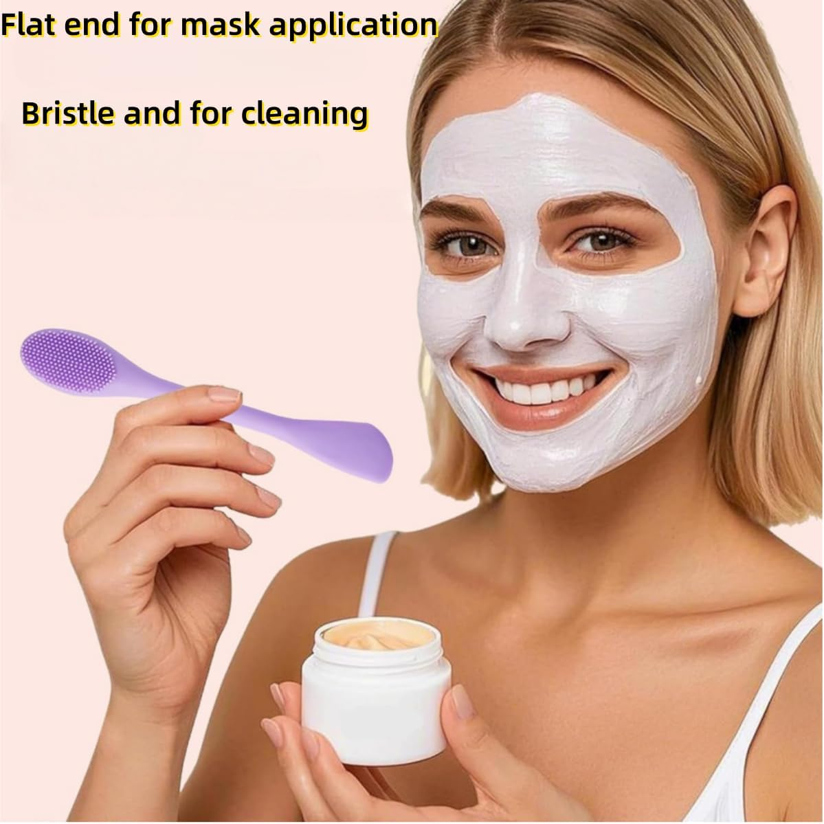 Wujzkisster 2 Pack Pore Scrubber, Silicone Face Mask Brush, 2 in 1 Double Sized Pore Cleaning Brush, Facial Scrubber for Clay, Mud, Charcoal Masks, DIY Skincare Applicator Tool (Purple+Grey) image number 3