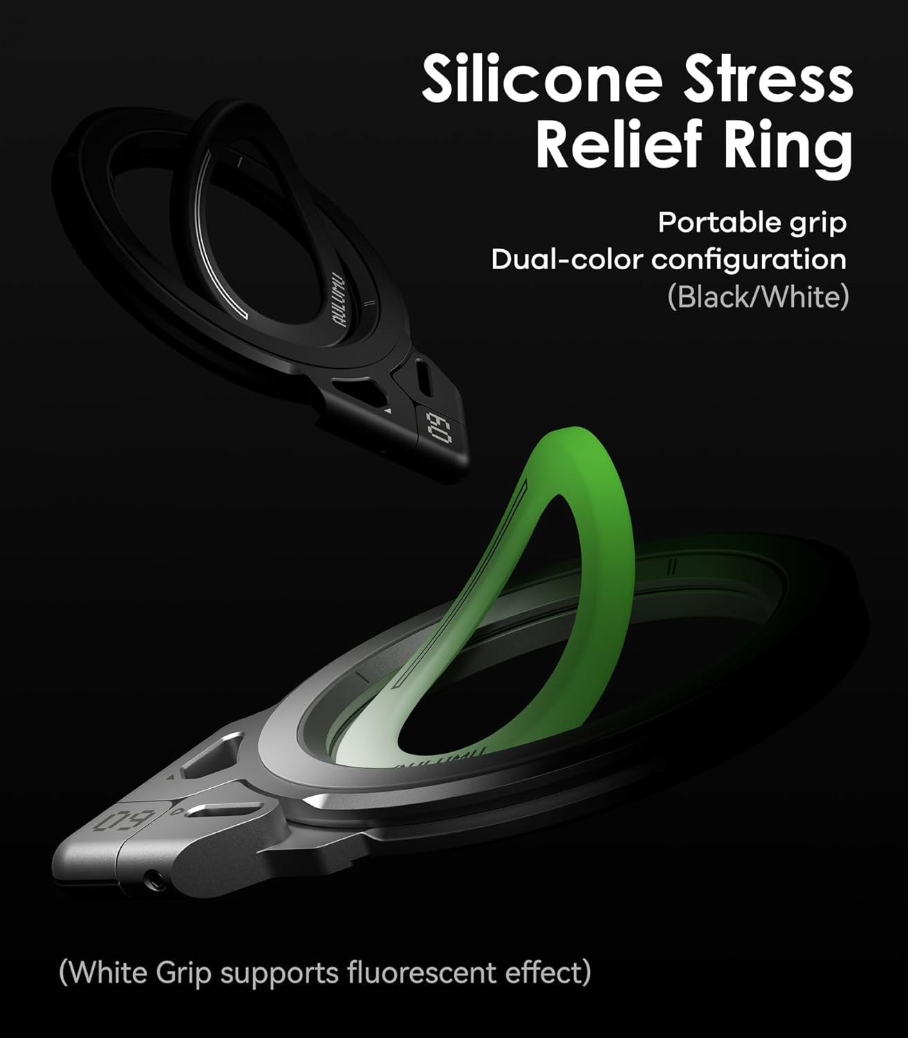 Aulumu G09 Magnetic Ring Grip | Omnidirectional Rotation | Magsafe Compatible | Aluminium Alloy Construction | Stable Dual-Sided Magnetic Attachment | Includes Handle Ring Phone Stand- Silver image number 2