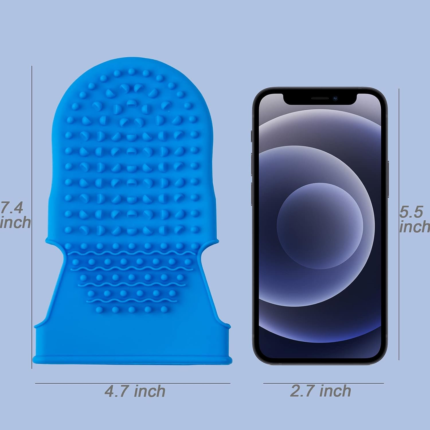 Wumimi Professional Massage Mitts, Silicone Body Massage Gloves, anti Cellulite Lymphatic Drainage Tool, Back Scrubber (Blue) - Blue image number 4