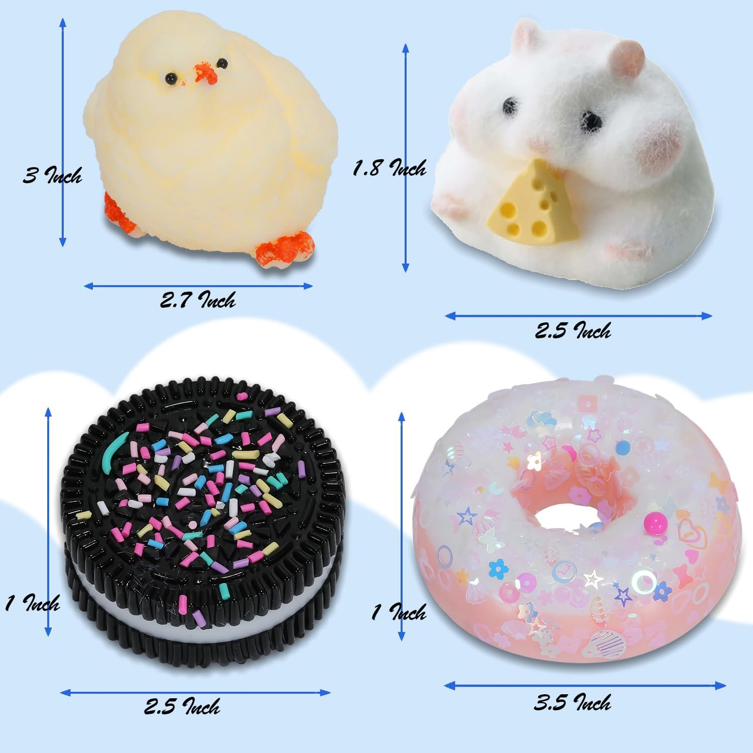 4Pcs Taba Squishy, Kawaii Squishies Fur Squeeze Toys, Stress Relief Squishies for Party Favors, Fidget Toys Suitable Adults Kids image number 3