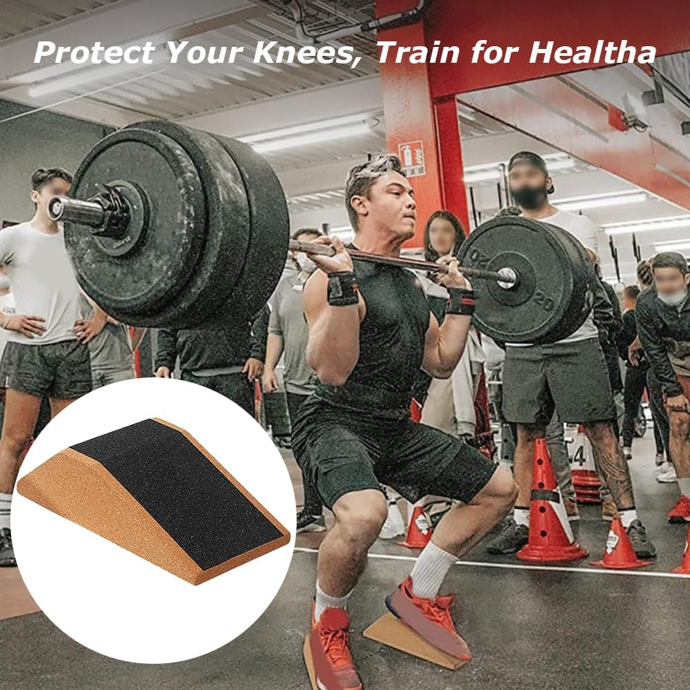 2 Pcs Cork Squat Wedge with Storage Bag, Portable Yoga Brick, Stretching Exercises Squat Ramp, Platform Trainer for Pilates Heel Elevated Squats (23 * 12 * 6.5 CM) image number 6