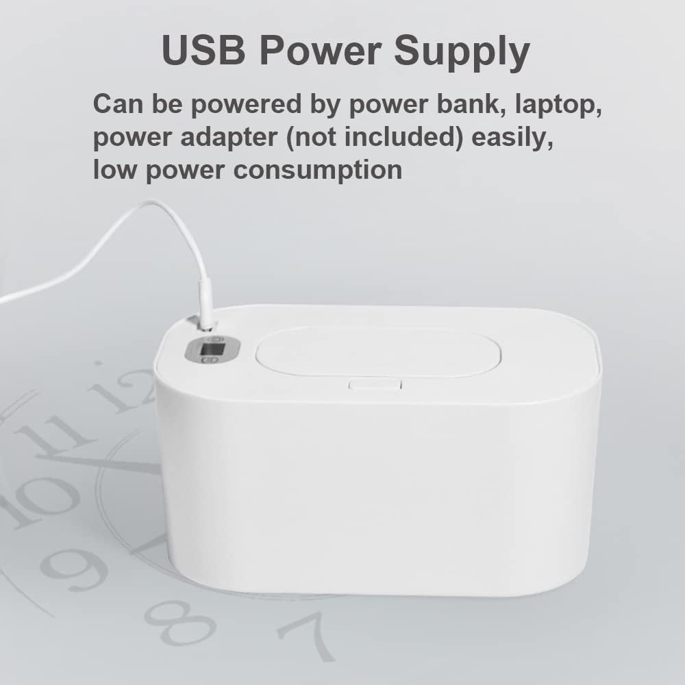 LAPOOH Baby Wipe Warmer with Digital Display Large Capacity Baby Wet Wipes Warmer Dispenser USB Powered, Adjustable Temperature Heating image number 3