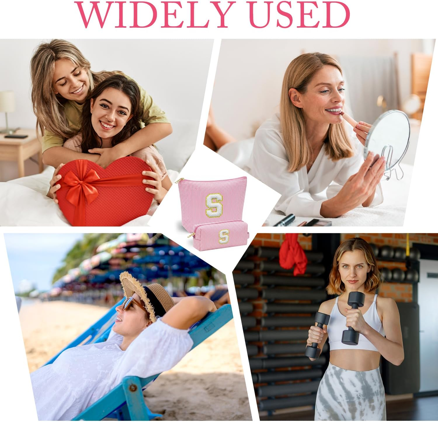 VLYX Personalized Make up Bag - Large Capacity Cosmetic Bags for Women A-Z Initials, 2 Pack - Portable Toiletry Bag, Birthday Gifts Idea, S image number 5