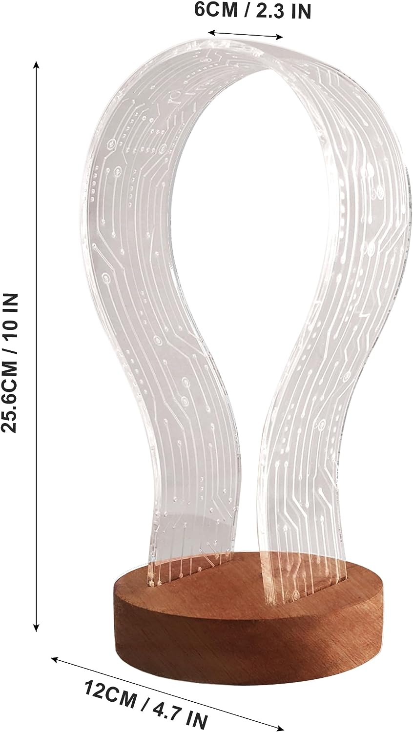 Yuandian Headphone Stand, Wood Headset Holder with Blue Pink LED Night Light for Gamers, Men, and Music Lovers - Desk Gift Idea - Pcb-Tray-Wooden Color image number 7