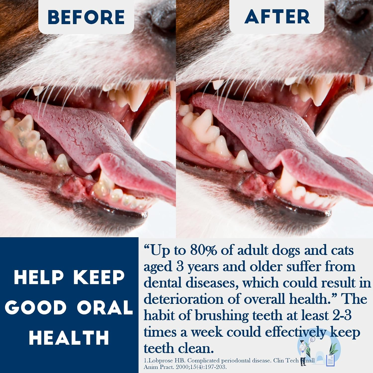 Dog Toothbrush Kit 4 Pack, Ultra Soft Dog Tooth Brush for Medium to Large Dogs & Cats, Pet Tooth Brushing Kit for Easy Dental Cleaning, Soft Bristles, 2 Green Wave Head & 2 White Flat Head image number 1