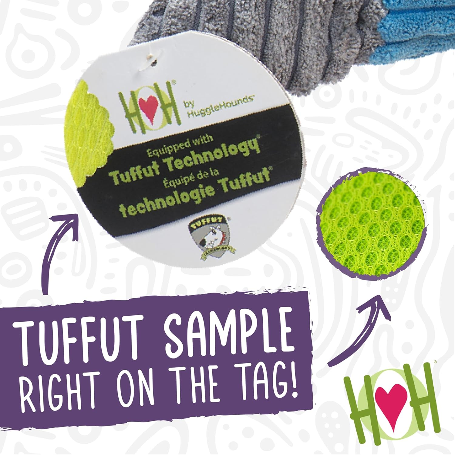 Hugglehounds Plush Corduroy Durable Squeaky Knottie, Dog Toy, Great Dog Toys for Aggressive Chewers, Fox, Large image number 6