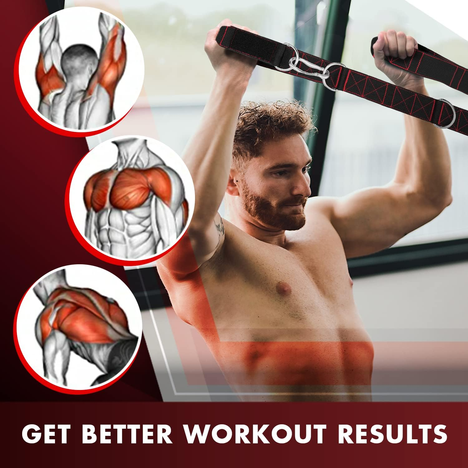 Yes4All Tricep Extension Strap/Adjustable Length and Multifunctional Usage Tricep Pull down Rope/Cable Attachments Straps for Greater Range of Motion/Home Gym Fitness Strap Cable Machine