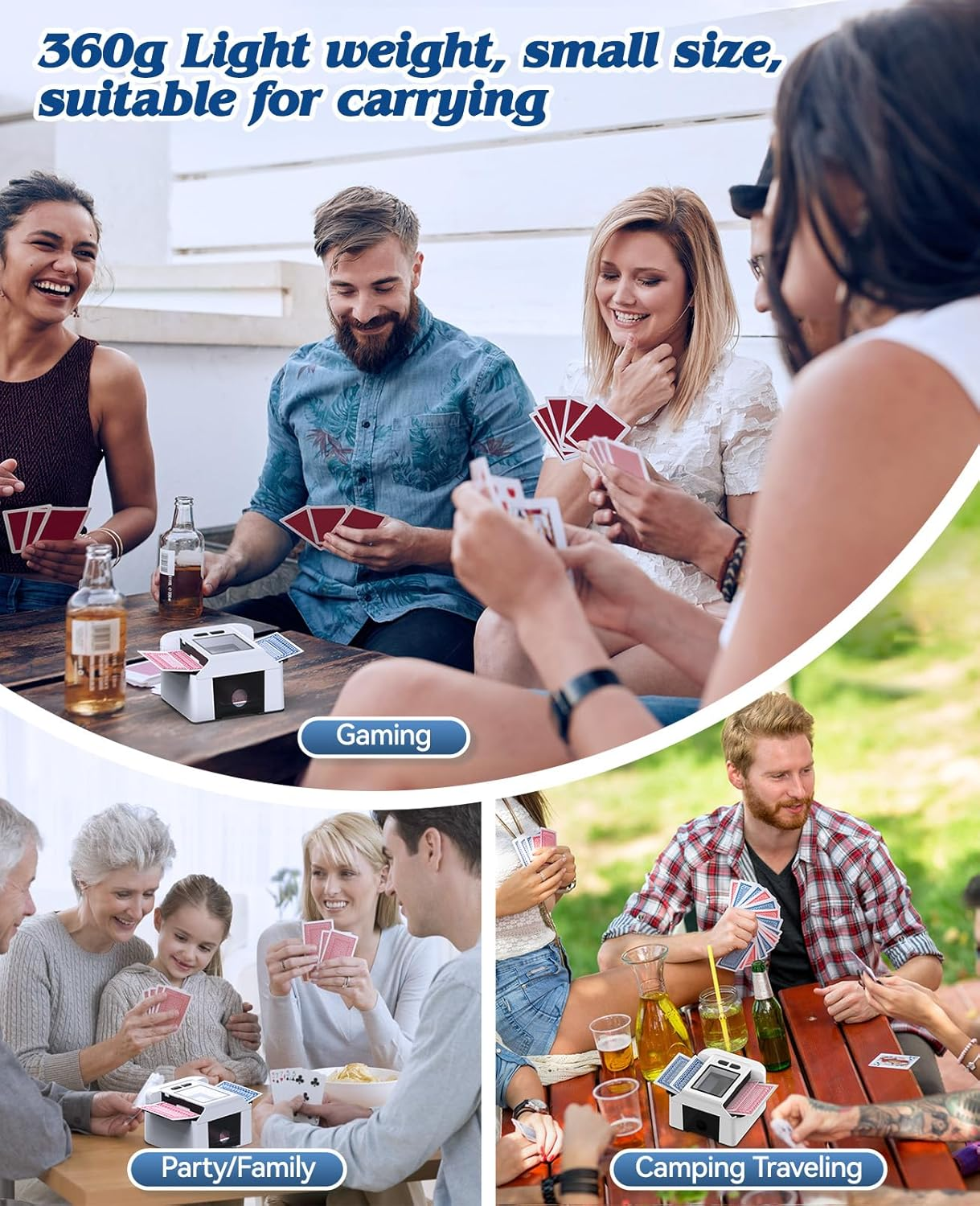 Automatic Card Shuffler 2 Decks, FISHOAKY Card Shuffler Machine 2000Mah, UNO Card Shuffler with AUTO & Manual Mode, Portable Shuffler for Poker, UNO, Blackjack, Card Games image number 5