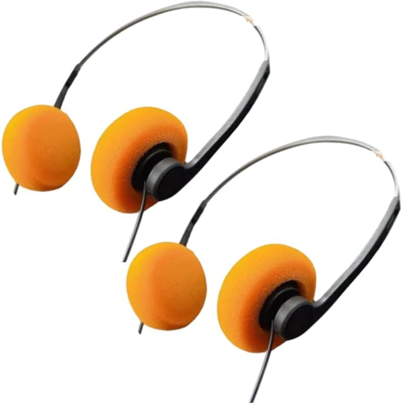 2Pcs Orange Retro Over-Ear Headphones,Wired Stereo Headphones,Headphone,Lightweight Portable Headphone with Adjustable Headband,Electronics image number 6