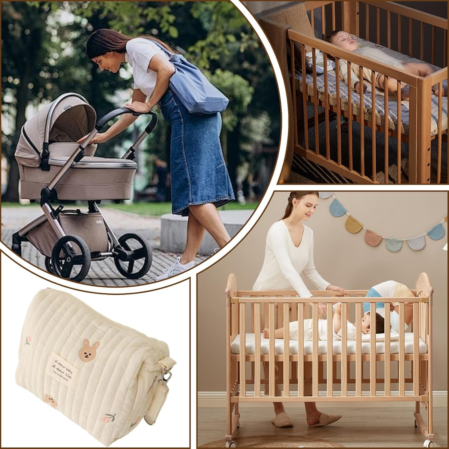 Portable Nursery Nappy Caddy - Soft Cotton Infant Storage Bag for Baby Changing Gear, Spacious Tote for Wipes, Feeding Bottles, Toys, Clothing, Stroller Basket Use, Daycare Organiser Pouch, Travel image number 6