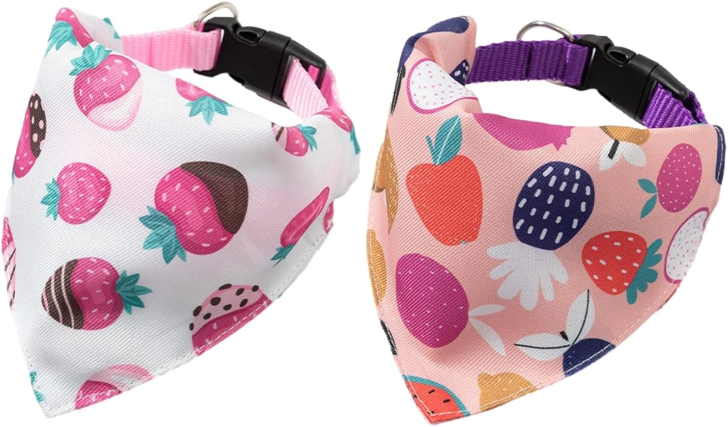Dog Neckerchief, Adjustable Cat Kerchief Dog Neckerchief, Dog Neckerchief with Collar, Dog Neckerchiefs, Washable Triangle Dog Bibs, 2 Pieces Dog Bandanas, for Small and Medium Dogs (Pink + White, S) image number 2