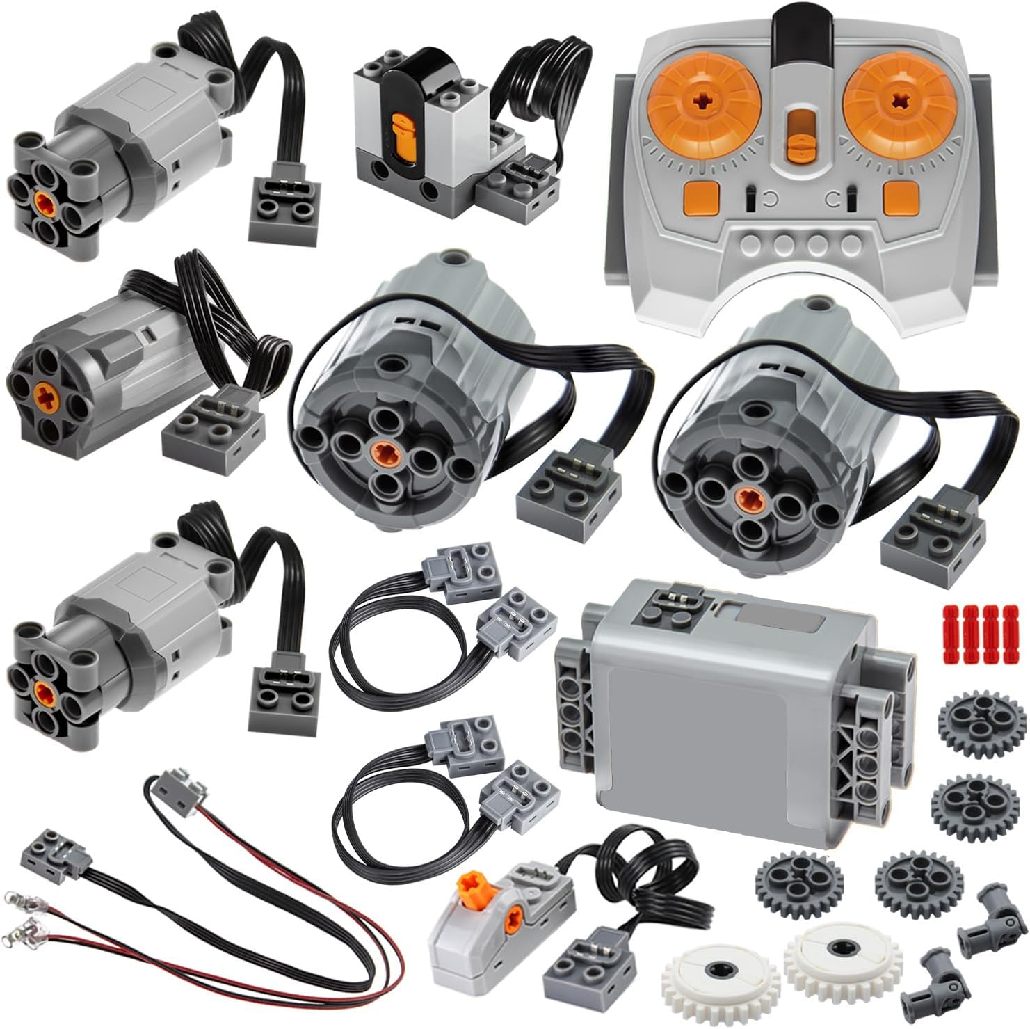 Bloxbrix 24 Pcs Power-Function Kit Motor-Remote-Control Aa-Battery-Box-8881 Light Cable Control Switch Technical-Parts, Motor Power Change Parts Compatible with Major Brands image number 3