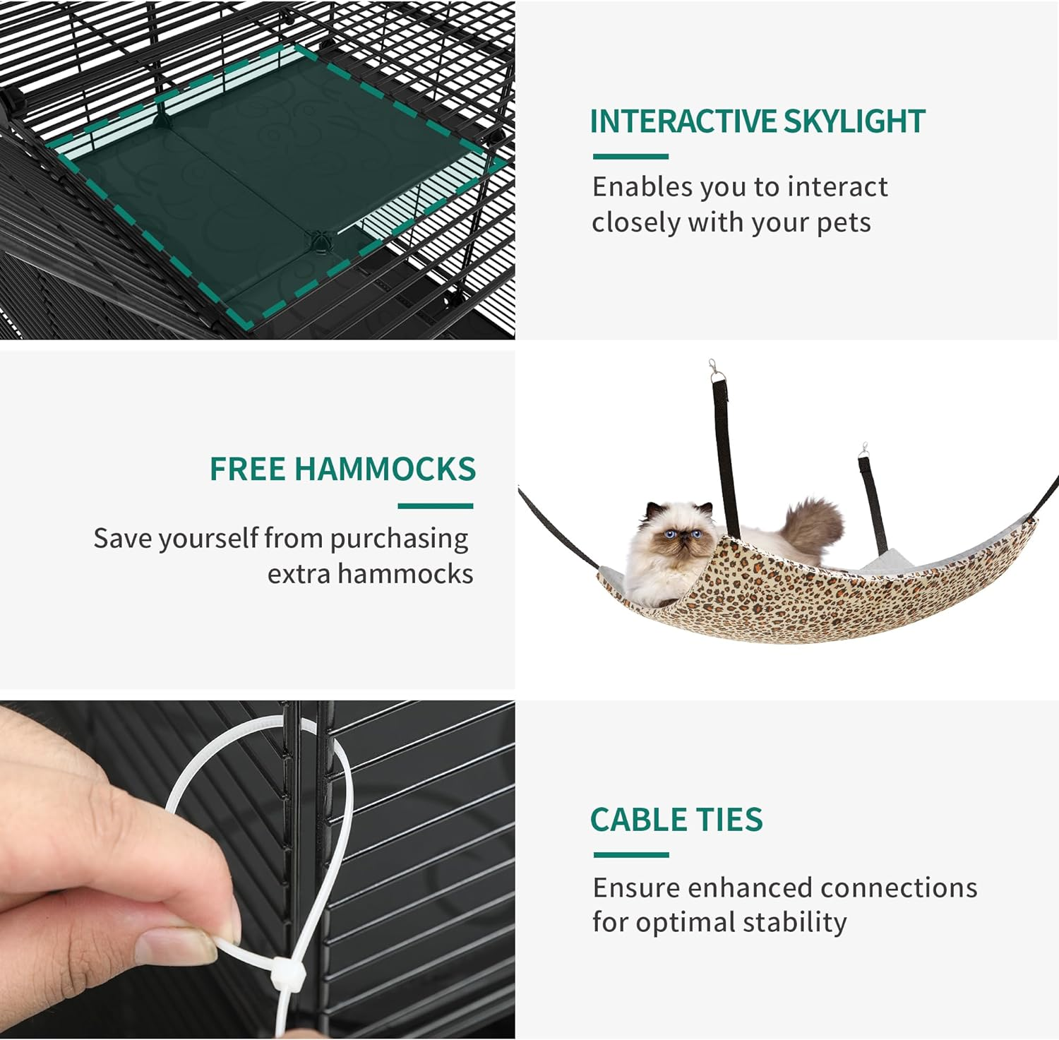 YITAHOME 4 Tier Large Cat Cage Indoor with Hammock, 4 Doors, 3 Ladders, Outdoor Cat Enclosure Catio Metal Wire Dense Kennels for 1-3 Cats, Small Animal DIY Detachable Pet Playpen, 104X72X140 Cm image number 4