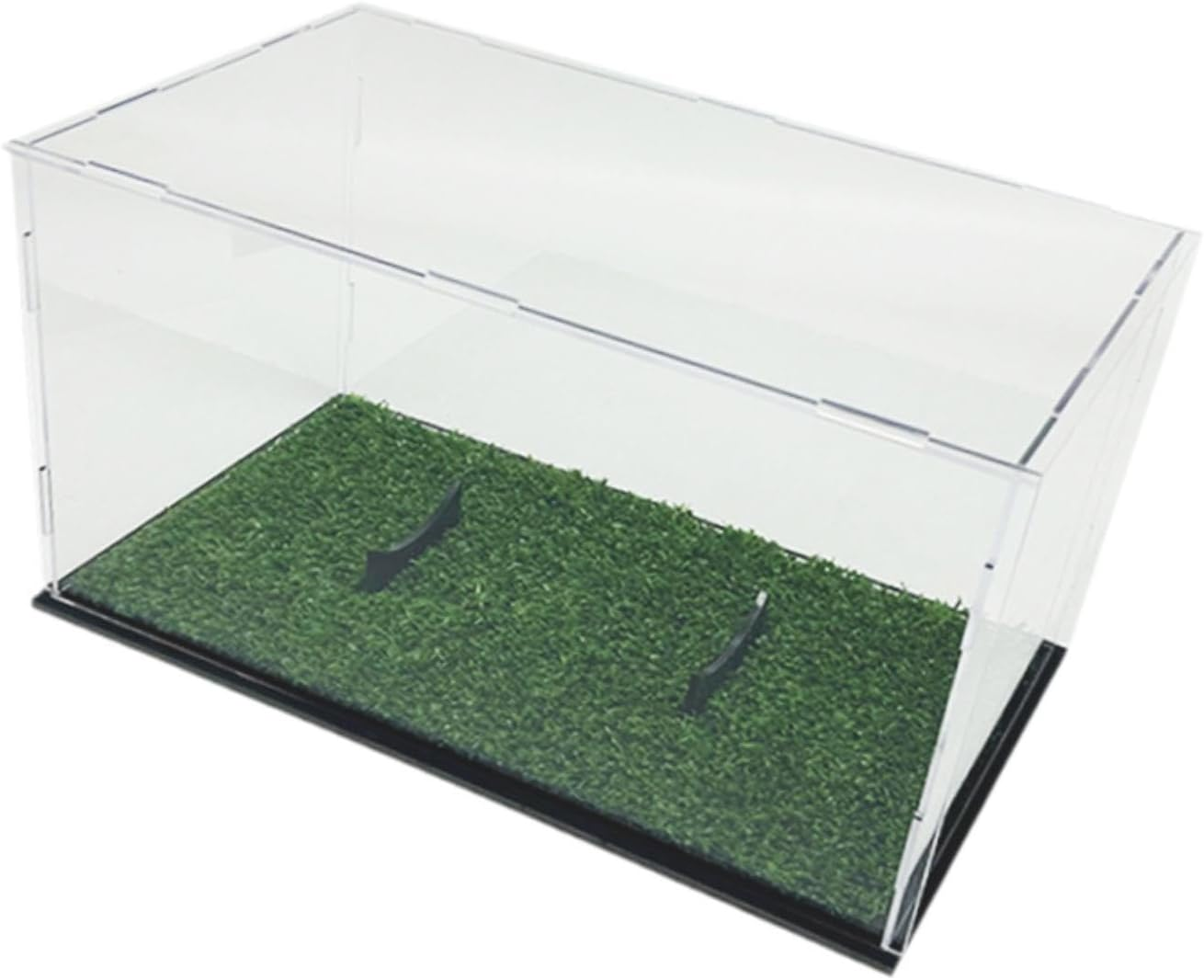 Folpus Football Display Case, Memorabilia Holder, Rugby Holder, Acrylic Display Case Football Storage Box for Toy Diecast Car Figure, with Grass image number 1